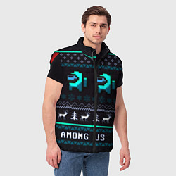 Мужской жилет Among us зима олени, цвет: 3D-красный — фото 2