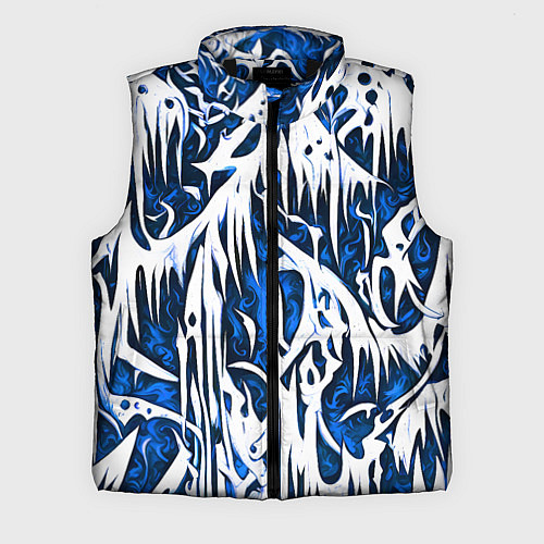 Мужской жилет Белый и синий узор / 3D-Черный – фото 1