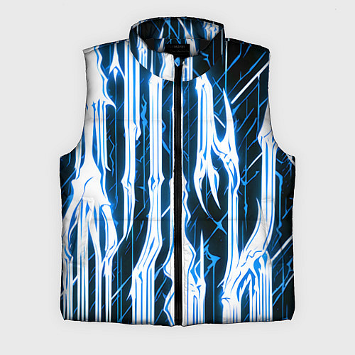 Мужской жилет Синие неоновые полосы на чёрном фоне / 3D-Черный – фото 1