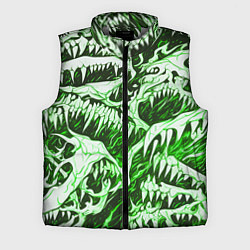 Мужской жилет Белые клыки на зелёном фоне