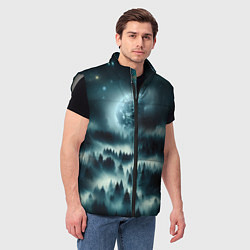 Мужской жилет Луна и туман в лесу, цвет: 3D-светло-серый — фото 2