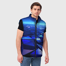 Мужской жилет Синие объемные блестящие плиты, цвет: 3D-черный — фото 2