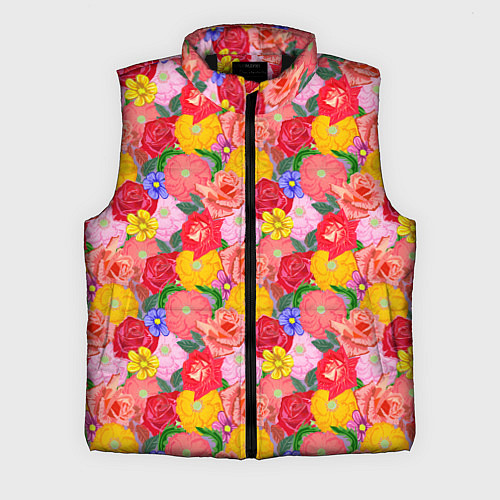 Мужской жилет Летний цветочный фон / 3D-Черный – фото 1