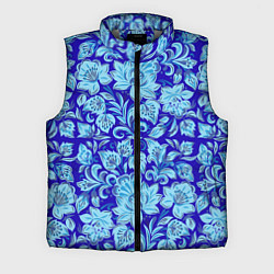 Мужской жилет Узоры гжель на темно синем фоне, цвет: 3D-светло-серый