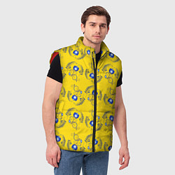 Мужской жилет Узор - цветы гжель на желтом фоне, цвет: 3D-красный — фото 2