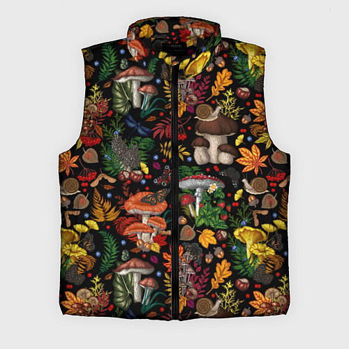 Мужской жилет Фон с лесными грибами / 3D-Черный – фото 1