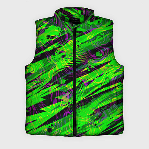 Мужской жилет Зеленые узоры паттерны / 3D-Черный – фото 1