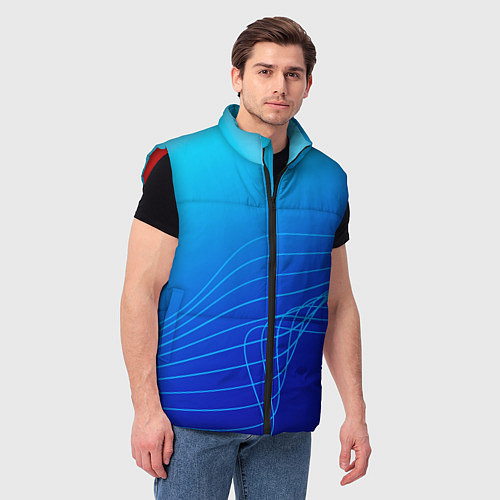 Мужской жилет Синий градиент полосы / 3D-Красный – фото 3