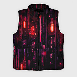 Мужской жилет Киберпанк светящиеся красные элементы, цвет: 3D-черный