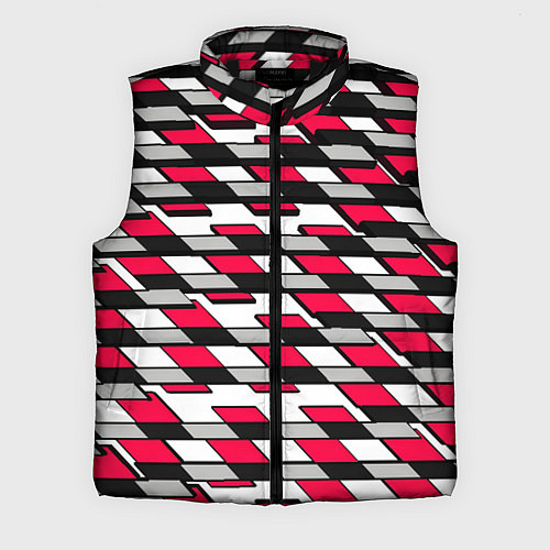 Мужской жилет Красные четырёхугольники на белом фоне / 3D-Черный – фото 1