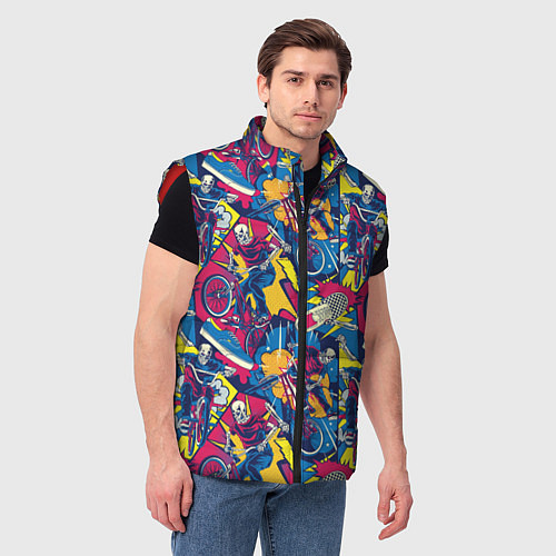 Мужской жилет Езда на велосипеде BMX в стиле комиксов / 3D-Красный – фото 3