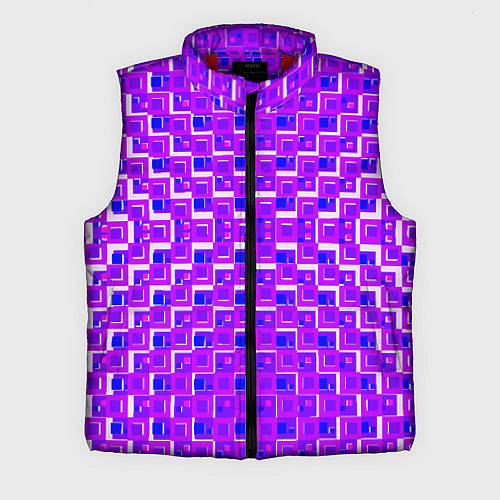 Мужской жилет Фиолетовые квадраты на белом фоне / 3D-Красный – фото 1