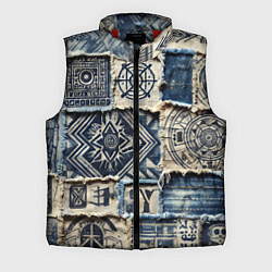Мужской жилет Татуировки майя на дениме