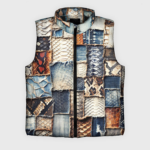Мужской жилет Змеиная кожа - пэчворк / 3D-Черный – фото 1