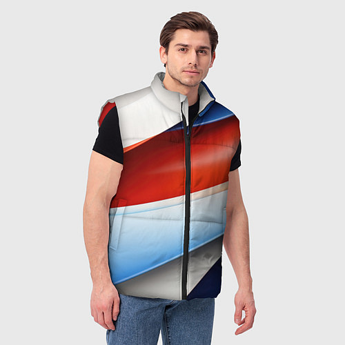 Мужской жилет Абстрактный минимализм плавные волнистые линии / 3D-Красный – фото 3