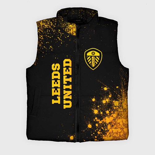 Мужской жилет Leeds United - gold gradient вертикально / 3D-Черный – фото 1