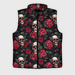Мужской жилет Черепа и алые розы