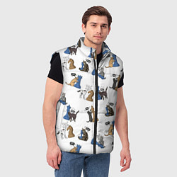 Мужской жилет Котики и шахматы белый, цвет: 3D-черный — фото 2