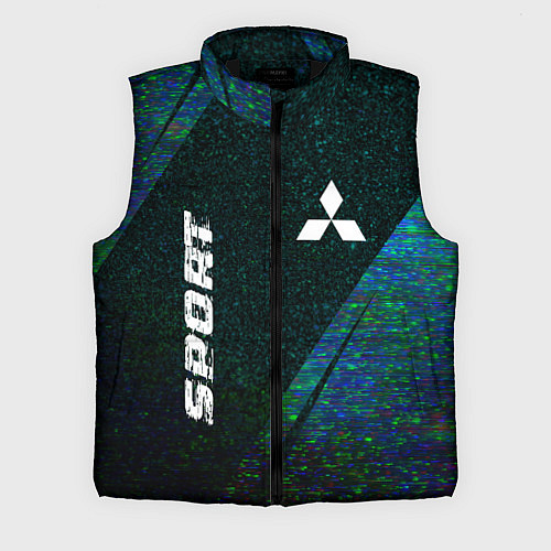 Мужской жилет Mitsubishi sport glitch blue / 3D-Черный – фото 1