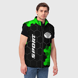 Мужской жилет Daewoo green sport hexagon, цвет: 3D-черный — фото 2