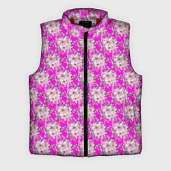 Мужской жилет Цветочный паттерн на ярко-розовом фоне, цвет: 3D-красный