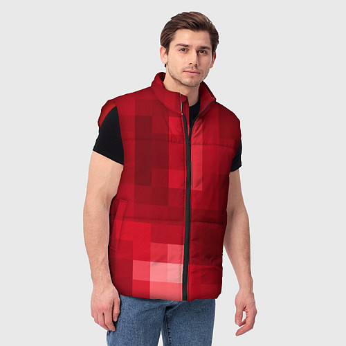 Мужской жилет Red cubes abstraction / 3D-Красный – фото 3