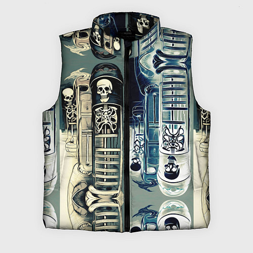 Мужской жилет Психоделика с черепами / 3D-Черный – фото 1