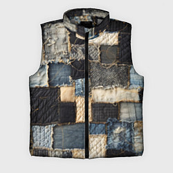 Мужской жилет Заплатки пэчворк на джинсе, цвет: 3D-светло-серый
