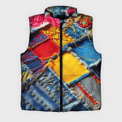 Мужской жилет Colorful denim patchwork - ai art / 3D-Черный – фото 1