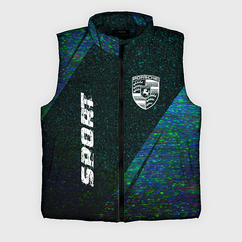 Мужской жилет Porsche sport glitch blue / 3D-Черный – фото 1