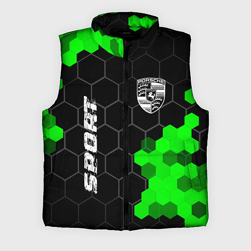 Мужской жилет Porsche green sport hexagon / 3D-Черный – фото 1