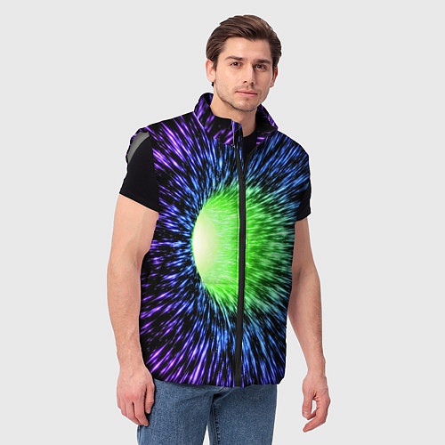 Мужской жилет Червоточина - градиентные лучи со свечением / 3D-Светло-серый – фото 3
