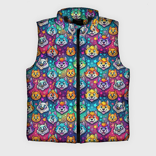 Мужской жилет Furry color anime animal faces / 3D-Черный – фото 1