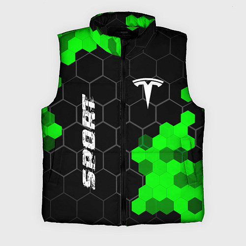 Мужской жилет Tesla green sport hexagon / 3D-Черный – фото 1