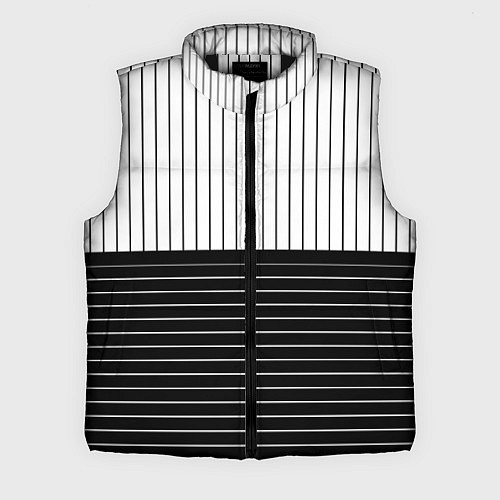 Мужской жилет Полосатый чёрно-белый / 3D-Черный – фото 1