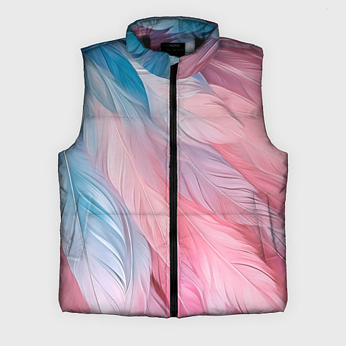 Мужской жилет Пастельно-голубые и розовые перья / 3D-Черный – фото 1
