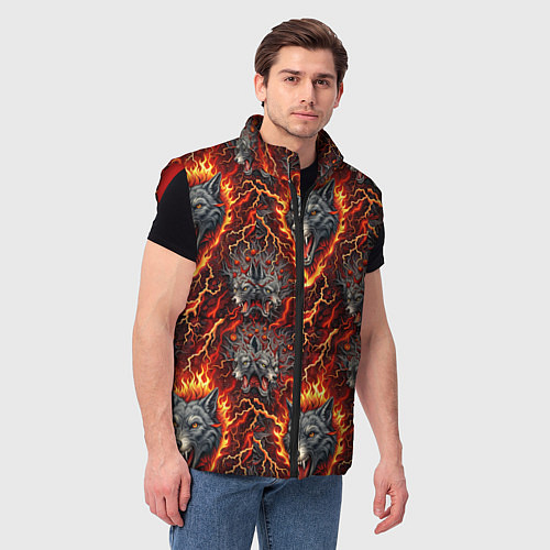 Мужской жилет Волки эпичный паттерн / 3D-Красный – фото 3