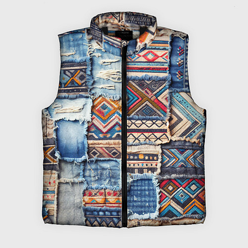 Мужской жилет Пэчворк узоры индейцев / 3D-Черный – фото 1