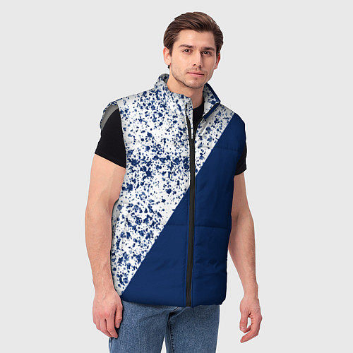 Мужской жилет Сине-белый пополам / 3D-Светло-серый – фото 3