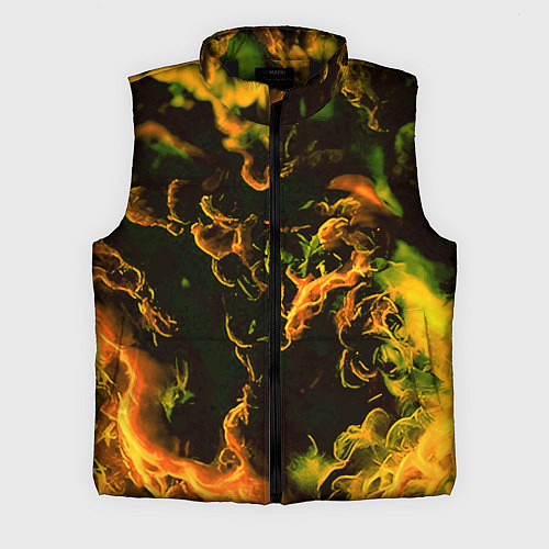 Мужской жилет Жёлтое огненное пламя инферно - inferno yellow / 3D-Черный – фото 1