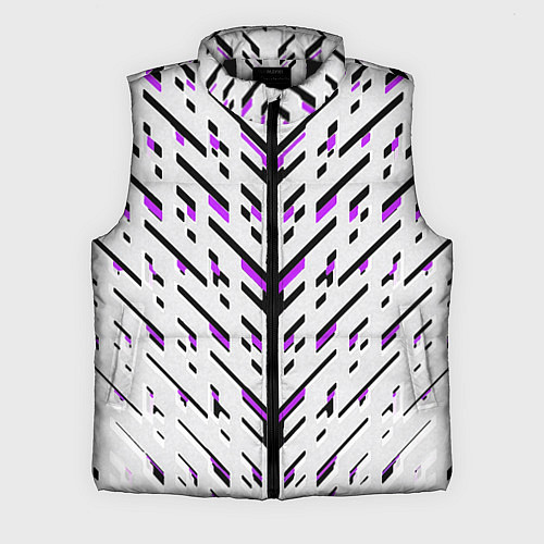Мужской жилет Black and purple stripes on a white background / 3D-Черный – фото 1