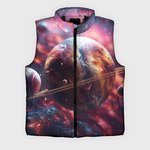 Мужской жилет Объемный космос и планеты / 3D-Черный – фото 1