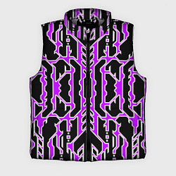 Мужской жилет Техно фиолетовые линии с белой обводкой на чёрном, цвет: 3D-светло-серый