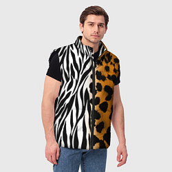 Мужской жилет Леопардовые пятна с полосками зебры, цвет: 3D-черный — фото 2