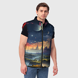 Мужской жилет Космический фантазийный мир на другой планете, цвет: 3D-красный — фото 2