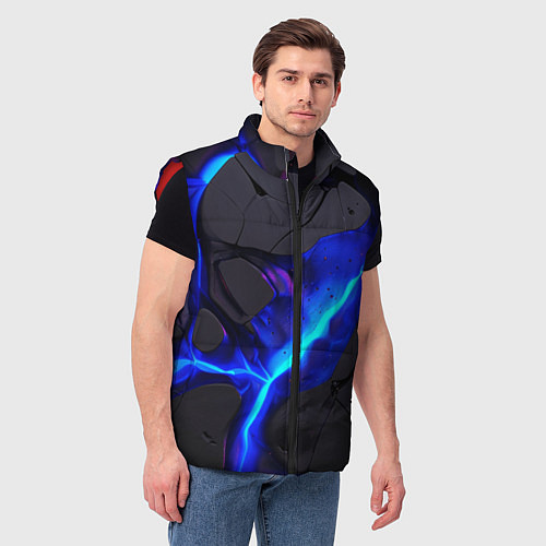 Мужской жилет Темный синий неон из разлома плит / 3D-Красный – фото 3
