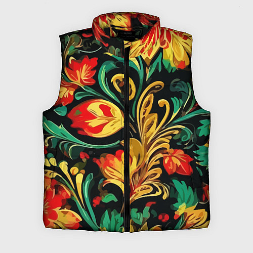 Мужской жилет Хохлома акварель / 3D-Черный – фото 1