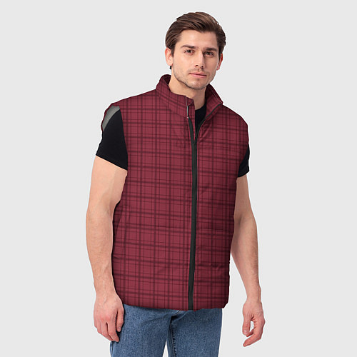 Мужской жилет Тёмный красный клетчатый / 3D-Светло-серый – фото 3
