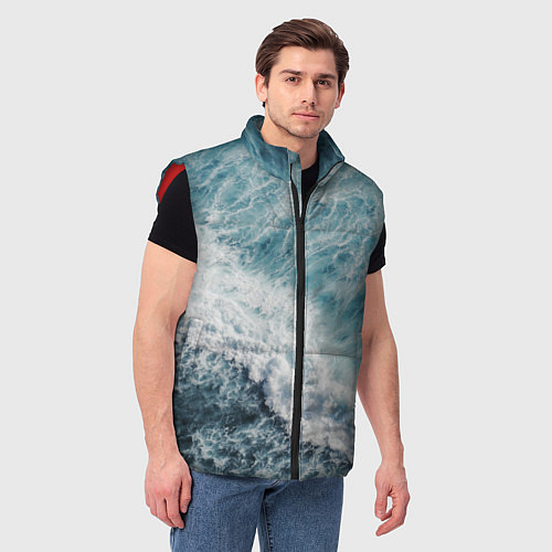 Мужской жилет Морская бирюзовая волна / 3D-Красный – фото 3