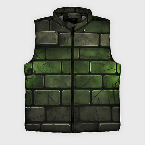 Мужской жилет Зеленые неоновые кирпичи / 3D-Светло-серый – фото 1
